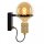 Wandlampe Metall Schwarz Gold H:21,8 cm E27 Vintage