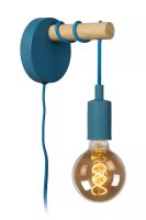 Wandleuchte Kinder Metall Blau Natur T:15 cm E27 Kabel