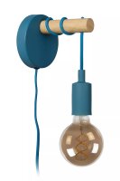 Wandleuchte Kinder Metall Blau Natur T:15 cm E27 Kabel