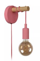 Wandleuchte Kinder Metall Pink Natur H:22 cm E27 Kabel
