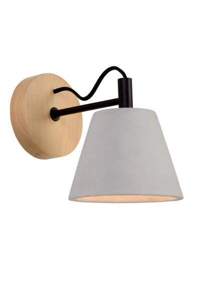 Wandstrahler Beton Holz Grau E14 T:21 cm verstellbar