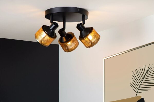 Deckenspot Bronze Schwarz 3-flmg B:35 cm E14 beweglich