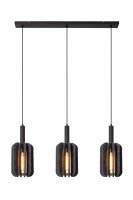 H&auml;ngelampe Filz Metall Grau Schwarz E27 98 cm 3-flammig
