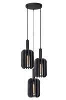 Hängelampe Filz Metall Grau Schwarz E27 B:50 cm 3-flmg