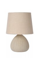 Tischlampe Keramik Stoff Beige E14 26 cm klein blendarm