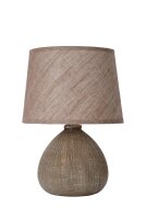 Tischlampe Keramik Stoff Braun E14 26 cm klein blendarm