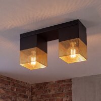 Deckenleuchte Industrial Schwarz Gold E27 L:32cm Metall