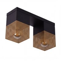Deckenleuchte Industrial Schwarz Gold E27 L:32cm Metall