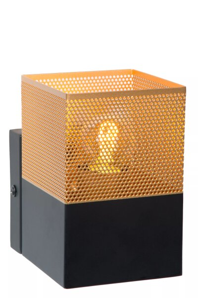 Wandleuchte Industrial Schwarz Gold Metall E27 B:10 cm