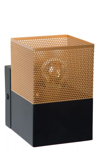 Wandleuchte Industrial Schwarz Gold Metall E27 B:10 cm