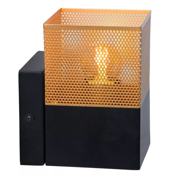 Wandleuchte Industrial Schwarz Gold Metall E27 B:10 cm