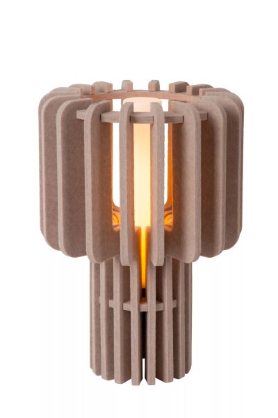 Tischlampe Filz Glas Taupe blendarm E27 klein 35 cm