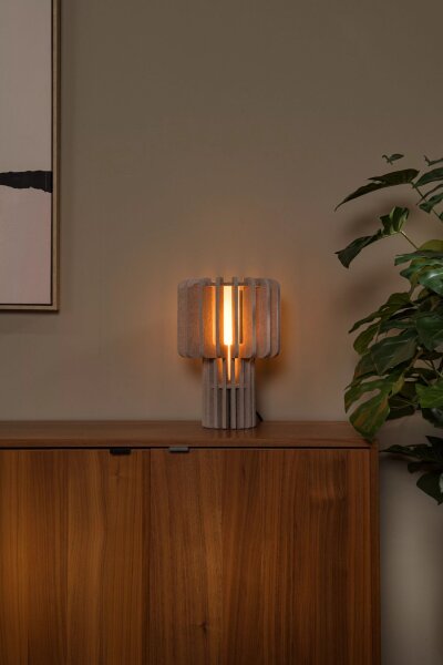Tischlampe Filz Glas Taupe blendarm E27 klein 35 cm