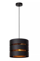 Runde Pendelleuchte Schwarz Gold Metall E27 Ø26 cm...