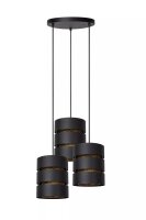 Pendelleuchte Schwarz Gold Metall E27 L:43 cm 3-flammig