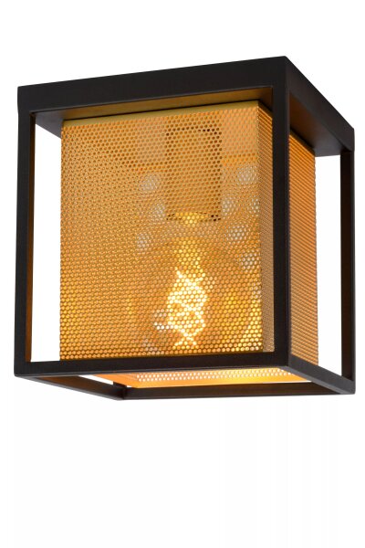 Deckenlampe Metall Gold Schwarz B:20 cm E27 Industrie