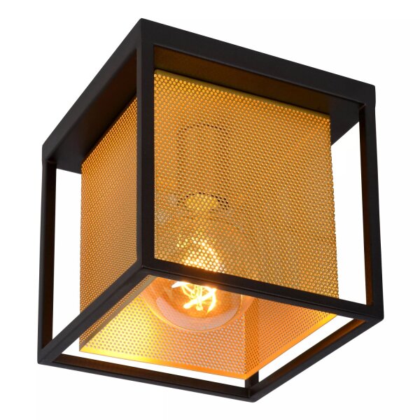 Deckenlampe Metall Gold Schwarz B:20 cm E27 Industrie
