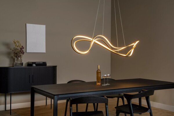 Geschwungene LED Hängelampe Gold L:160 cm 2700 K Modern