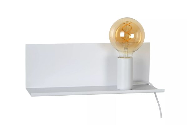 Weiße Wandlampe E27 Metall L:35 cm E27 Kabel Stecker