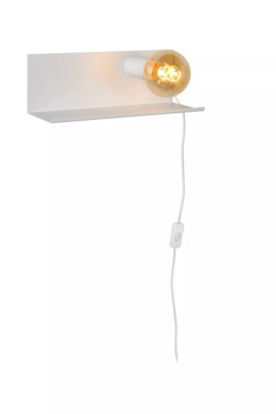 Weiße Wandlampe E27 Metall L:35 cm E27 Kabel Stecker