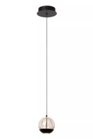 LED Pendelleuchte Glas Metall Schwarz 2700 K &Oslash;14 cm
