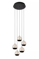 LED Pendelleuchte Glas Metall Schwarz 2700 K 5-flammig