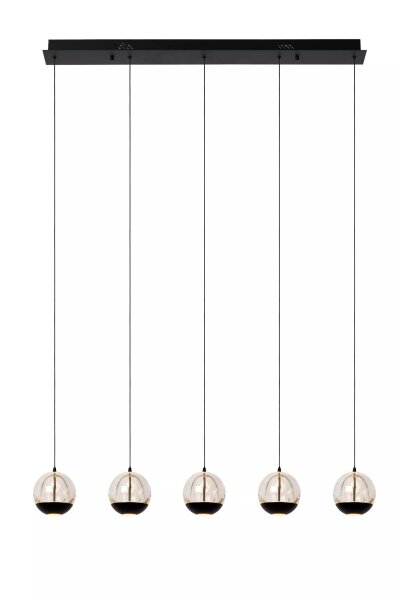 LED Pendelleuchte Glas Metall Schwarz 2700 K 95 cm lang