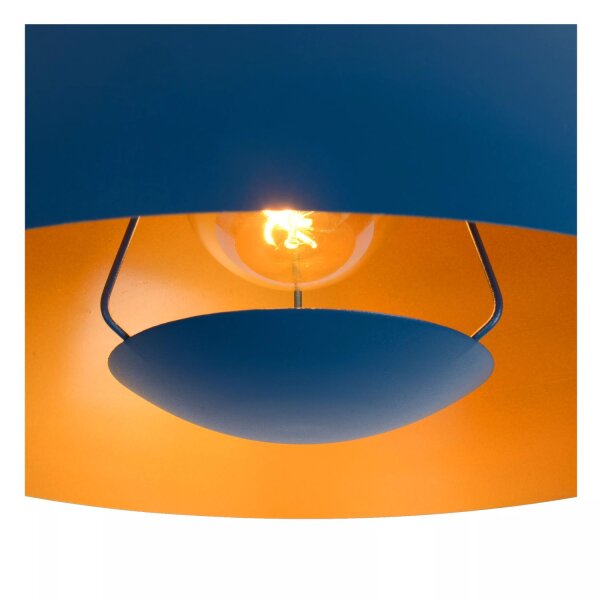 Pendelleuchte Metall Blau Gold E27 Ø40 cm Industrial