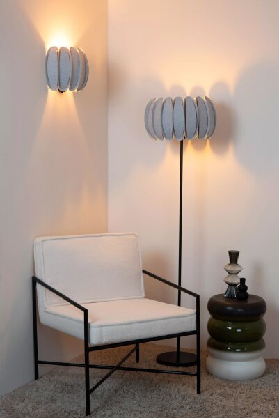 Wandlampe blendarm Filz Grau E27 T:15 cm wohnlich
