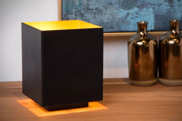 Stilvolle Tischlampe Metall Schwarz Gold B:12 cm E14