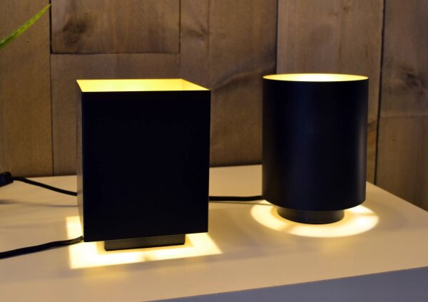 Stilvolle Tischlampe Metall Schwarz Gold B:12 cm E14