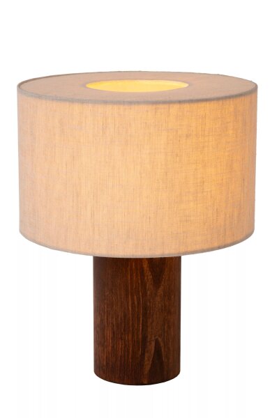Natürliche Tischlampe Holz Stoff E27 31,5 cm gemütlich