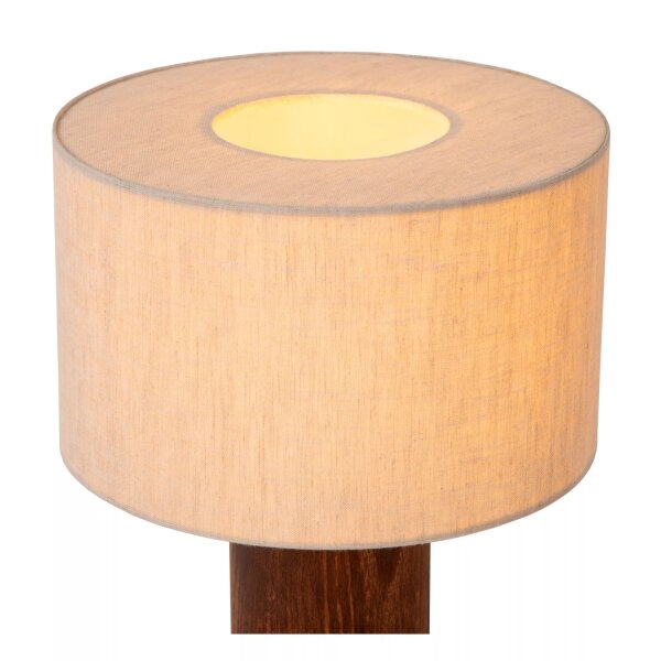 Natürliche Tischlampe Holz Stoff E27 31,5 cm gemütlich