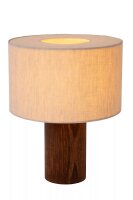Natürliche Tischlampe Holz Stoff E27 31,5 cm...