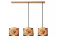 Pendelleuchte Bambus Florales Muster E27 110 cm in Gold