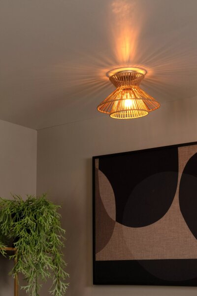 Deckenlampe Papier Natur Gold E27 L:32 cm blendarm