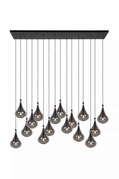 Große Pendelleuchte Rauchglas Metall 102 cm G4 16-flmg