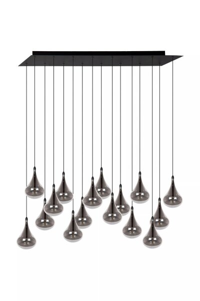 Große Pendelleuchte Rauchglas Metall 102 cm G4 16-flmg