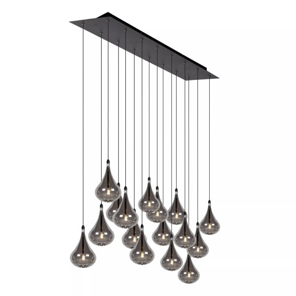 Große Pendelleuchte Rauchglas Metall 102 cm G4 16-flmg