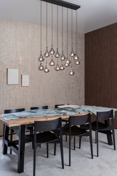Große Pendelleuchte Rauchglas Metall 102 cm G4 16-flmg