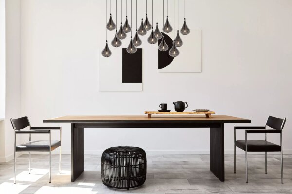 Große Pendelleuchte Rauchglas Metall 102 cm G4 16-flmg