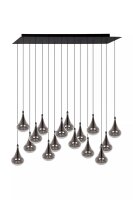 Große Pendelleuchte Rauchglas Metall 102 cm G4 16-flmg