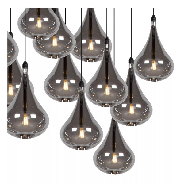 Pendelleuchte Rauchglas Metall L:49,5 cm G4 8-flammig