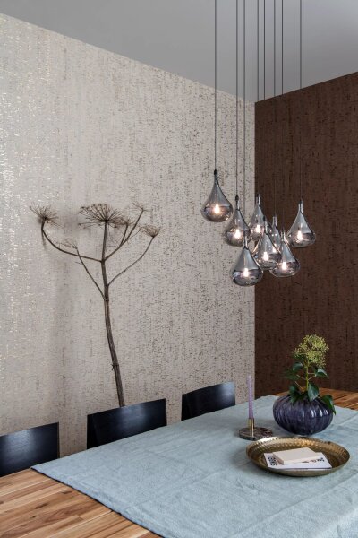 Pendelleuchte Rauchglas Metall L:49,5 cm G4 8-flammig