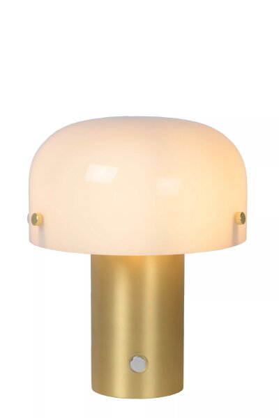 Dimmbare Tischlampe Glas Metall Weiß Gold E14 21 cm