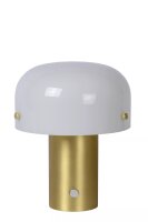Dimmbare Tischlampe Glas Metall Weiß Gold E14 21 cm