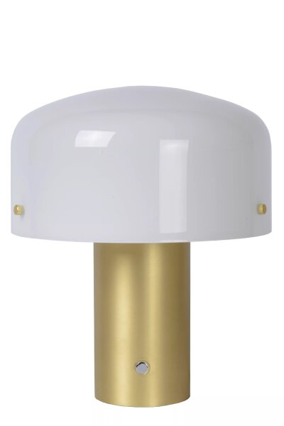 Dimmbare Tischlampe Glas Metall Weiß Gold E27 35 cm