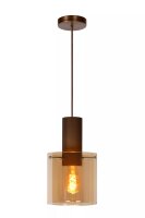 Hängelampe Glas Metall Bernstein Kupfer E27...