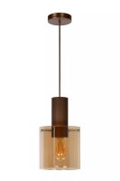 Hängelampe Glas Metall Bernstein Kupfer E27...