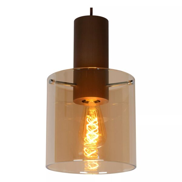 Hängelampe Glas Metall Bernstein Kupfer E27 L:50 cm